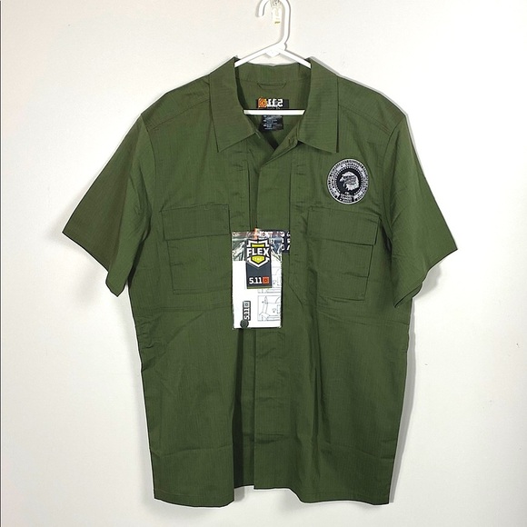5.11 Tactical Men's Flex-tac TDU Green Ripstop Short Sleeve Shirt size XL - Picture 1 of 12